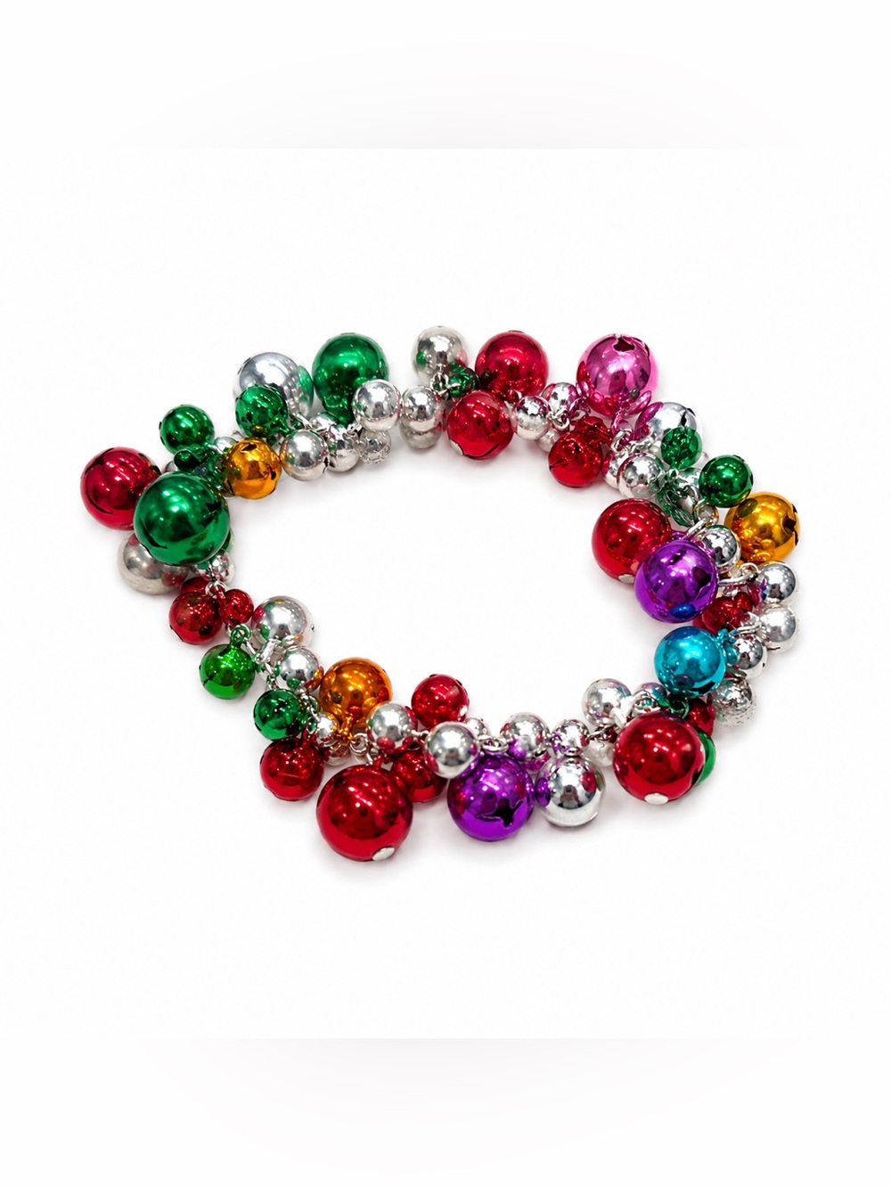 Handmade Colorful Christmas Jingle Bell Stretch Bracelet | Festive Holiday Charm